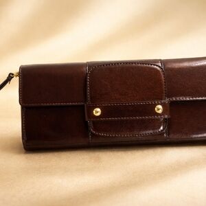 Alfani Dark Brown Leather Clutch Wristlet